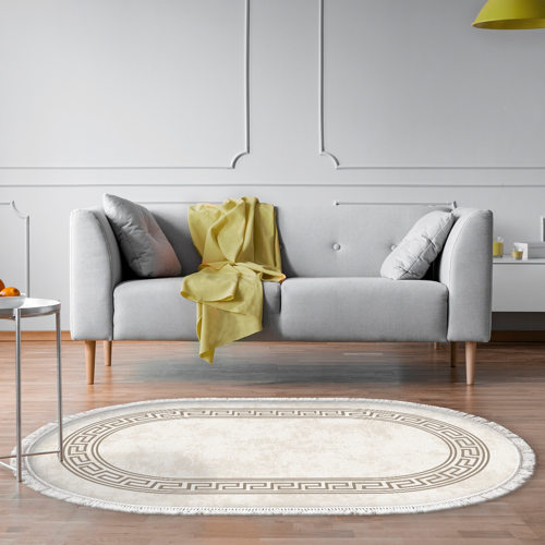 Kaymaz Taban Djt Salon Halısı Trend Saçaklı Oval Modern 626M