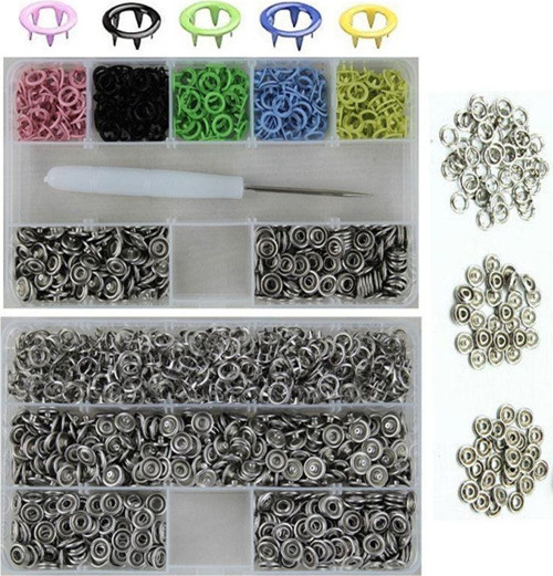 350 Set 9.5 Mm Karışık Renkli Metal Çıt Çıt Ve Saklama Kutusu