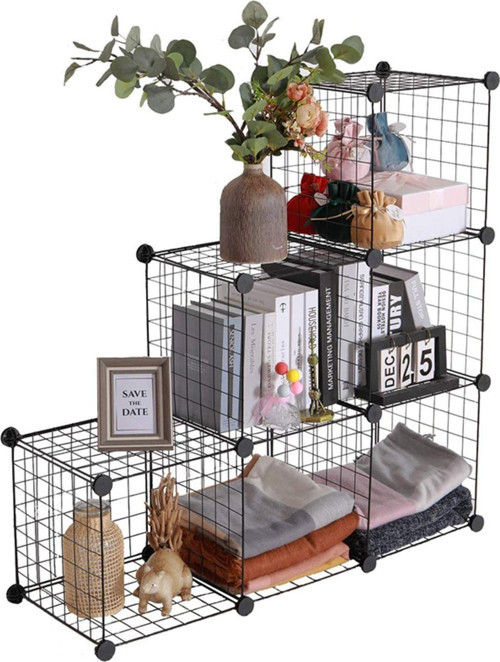 6 Bölmeli Portatif Çok Amaçlı Metal Tel Dolap Raf Organizer
