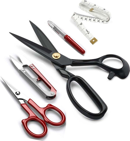 9 No 23Cm Siyah Saplı Çelik Somunlu Profesyonel Kumaş Kesim Makası Set