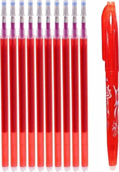 Isı Ile Uçan Silinebilen Refill Kalem İçi Ve Kalem Kırmızı 11 Adet