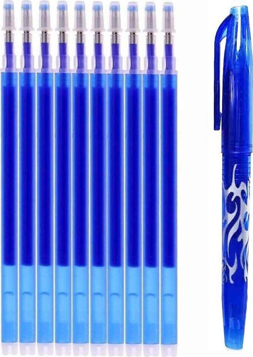 Isı Ile Uçan Silinebilen Refill Kalem Içi Ve Kalem Mavi 11 Adet Set