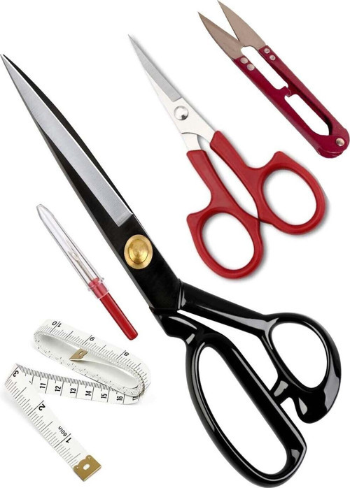 11 No 28 Cm Siyah Saplı Çelik Somunlu Profesyonel Kumaş Kesim Makası Set