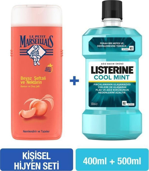 Beyaz Şeftali & Nektarin Duş Jeli 400 ml + Listerine Cool Mint 500 ml