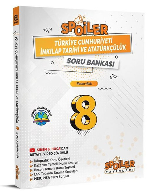 8.Sınıf T.C İnkılap Tarihi ve Atatürkçülük Spoiler Soru Bankası