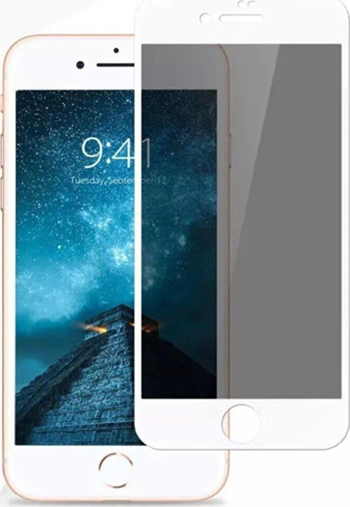 JM221 iPhone 6 2.5D Privacy Hayalet Ekran Koruyucu Beyaz