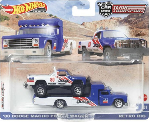 1/64 Ölçek Premium Araçlar Team Transport HKF38 '80 Dodge Macho Power Wagon / Retro Rig
