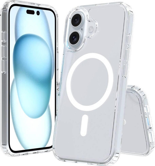 Apple iPhone 16 Plus Kılıf Magsafe Şarj Özellikli Şeffaf Sert PC Zore Embos Kapak