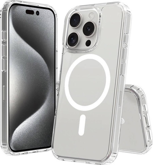 Apple iPhone 16 Pro Max Kılıf Magsafe Şarj Özellikli Şeffaf Sert PC Zore Embos Kapak