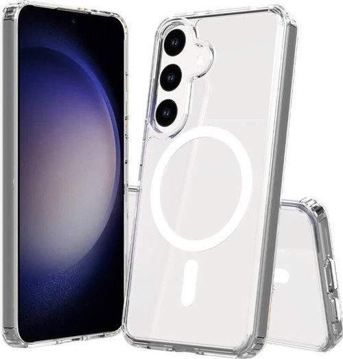 Samsung Galaxy S24 Plus Kılıf Magsafe Şarj Özellikli Şeffaf Sert PC Zore Embos Kapak