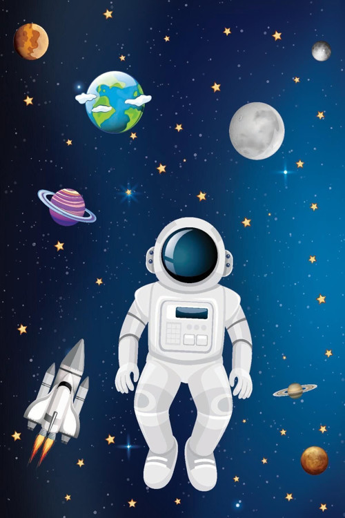5 Mm Ince Keçe Kaymaz Tabanlı Dekoratif Bebek Çocuk Odası Halısı Astronot Uzay