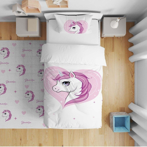 Çocuk Bebek Nevresim Takımı Serpme Yıldızlı Unicorn