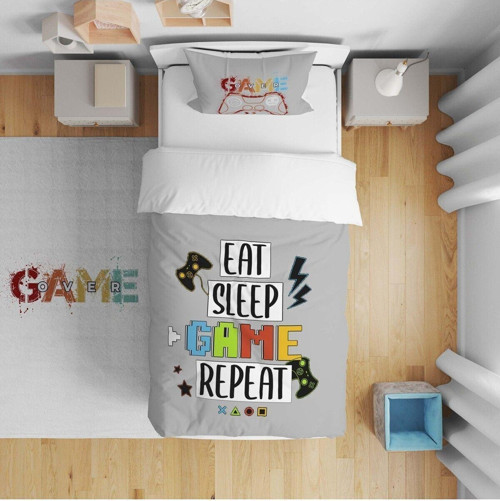 Çocuk Yatak Örtüsü Hediye Yastık Kılıfı Game Konsol Temalı