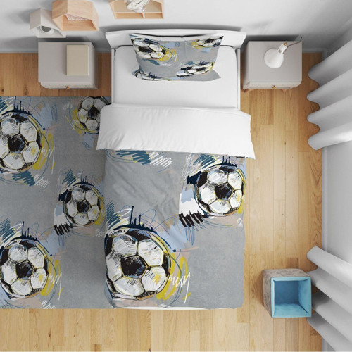 Yatak Örtüsü Futbol Topu 140x220 - Yastık Kılıfı Hediye