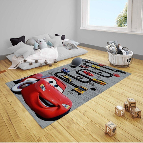 Çocuk Bebek Odası Halısı Arabalı Şimşek Mcqueen Araba Yolu