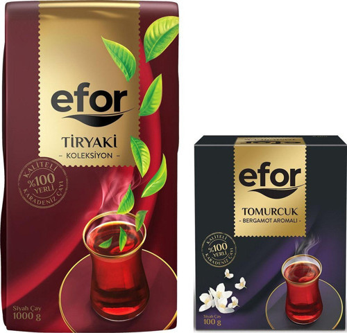 Tiryaki Siyah Dökme Çay 1.000Gr + Tomurcuk Bergamot Aromalı 100Gr