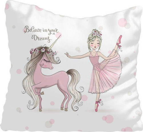 Ünicorn At Ve Bale Yapan Prenses Odası Kırlent Kılıfı