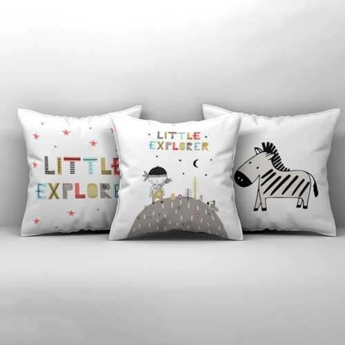 Çocuk Bebek Odası Kırlent Kılıfı Yıldızlı Kızılderili Çocuk ve Zebra