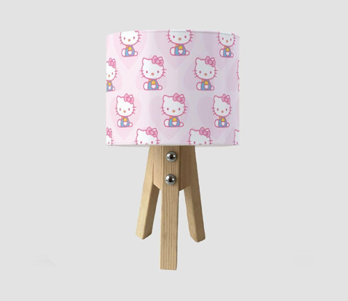 Çocuk Bebek Odası Abajur Kalpli Hello Kitty