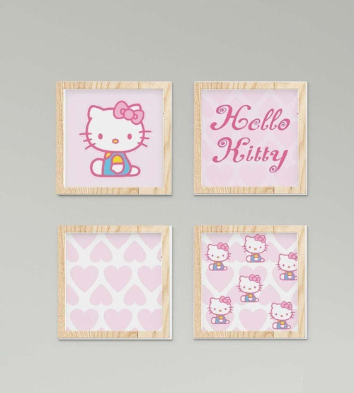 Çocuk Bebek Odası Tablo Kalpli Hello Kitty