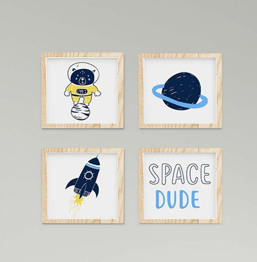 Çocuk Bebek Odası Tablo Astronot Uzay Roket