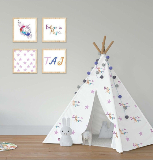 Çocuk Bebek Odası Oyun Çadırı Çiçekli Unicorn