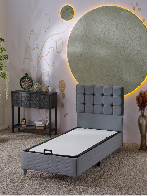 Bengü 90x190 Tek Kişilik (BAZA BAŞLIK) 2 Li Set (BABYFACE GRİ)