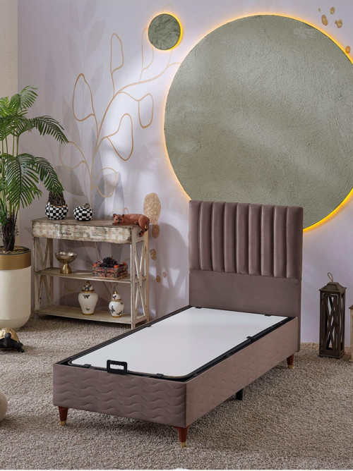 Ezgi 90x190 Tek Kişilik (BAZA BAŞLIK) 2 Li Set (BABYFACE KAHVE)
