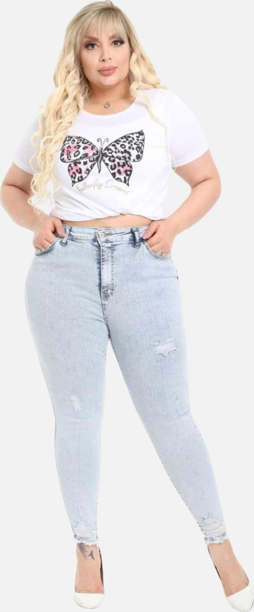 Slim Fit Jean Büyük Beden Yüksek Bel Dar Kesim Esnek Kot Pantolon C597