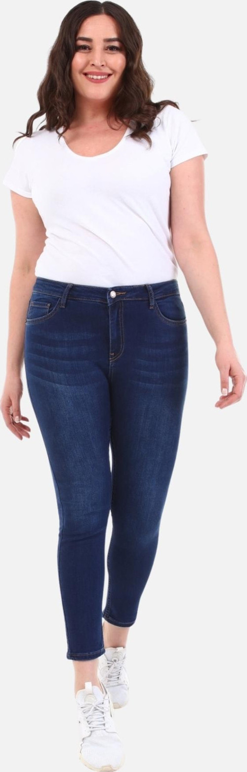 Slim Fit Jean Büyük Beden Yüksek Bel Dar Kesim Esnek Kot Pantolon C597