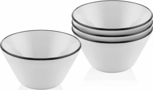 Maroc Chic Black Beyaz Porselen Siyah Çizgili 10Cm 4'Lı Mini Kase Chc0016