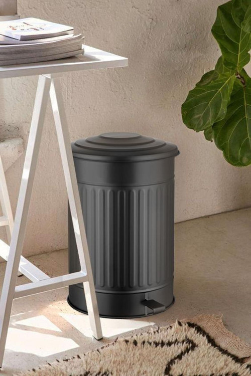 Galvaniz 37Lt 50X40Cm Büyük Boy Çöp Kovası Siyah Glv0292