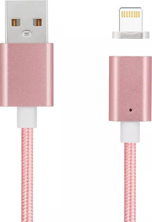 Manyetik Mıknatıslı iPhone Lightning Şarj Kablosu RoseGold Hasır-Örgü Ekstra Dayanıklı