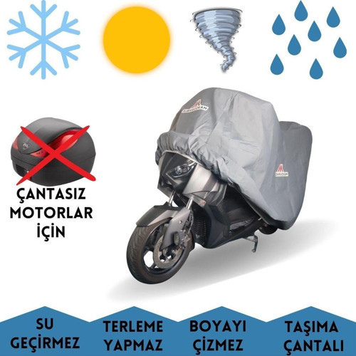 Motolux Gogo Elektrikli Uyumlu Arka Çantasız Gri Motor Brandası Su Geçirmez