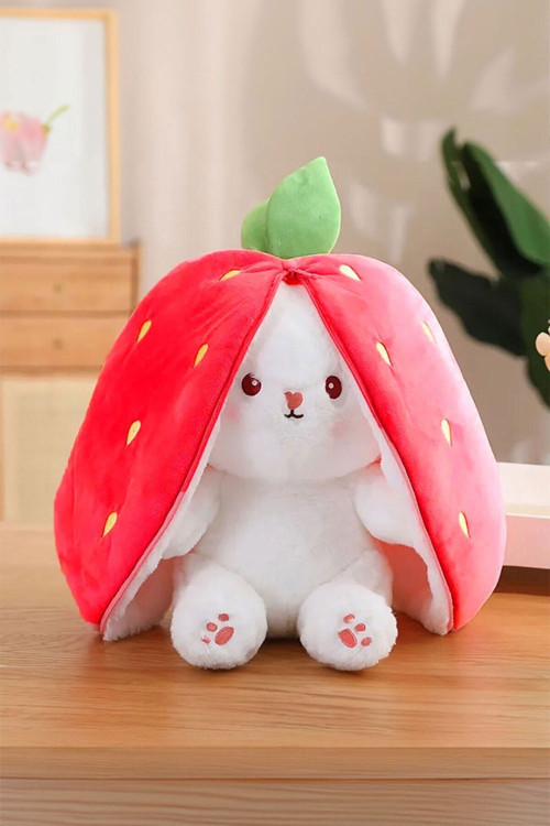 Çilek Tavşan Sevimli Peluş Çilek Tavşan Çantalı 50 Cm Sevimli Çilek Tavşan Hediyelik
