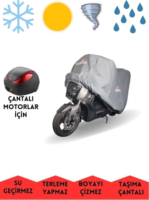 Asya Skymax Pro Arka Çantalı Motor Brandası Su Geçirmez Motosiklet Örtüsü