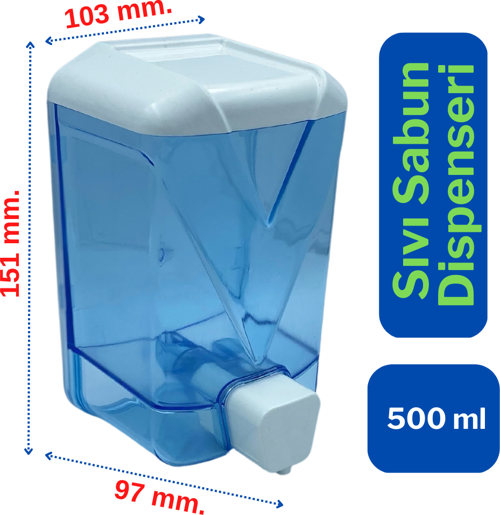 Plastik Şeffaf Sıvı Sabun Dispenseri 500 ml. x 5 Adet