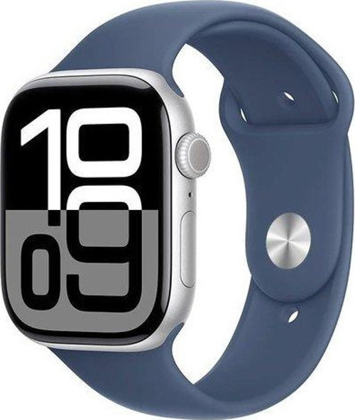 Watch Series 10 GPS, 46 mm Gümüş Rengi Alüminyum Kasa ve Kot Rengi Spor Kordon - S/M