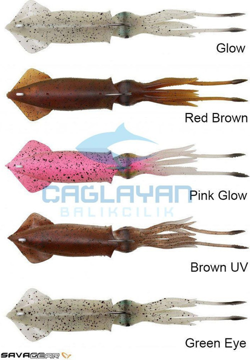 3D TPE Swim Squid 125mm 25g 2 Adet Suni Yem Red Brown