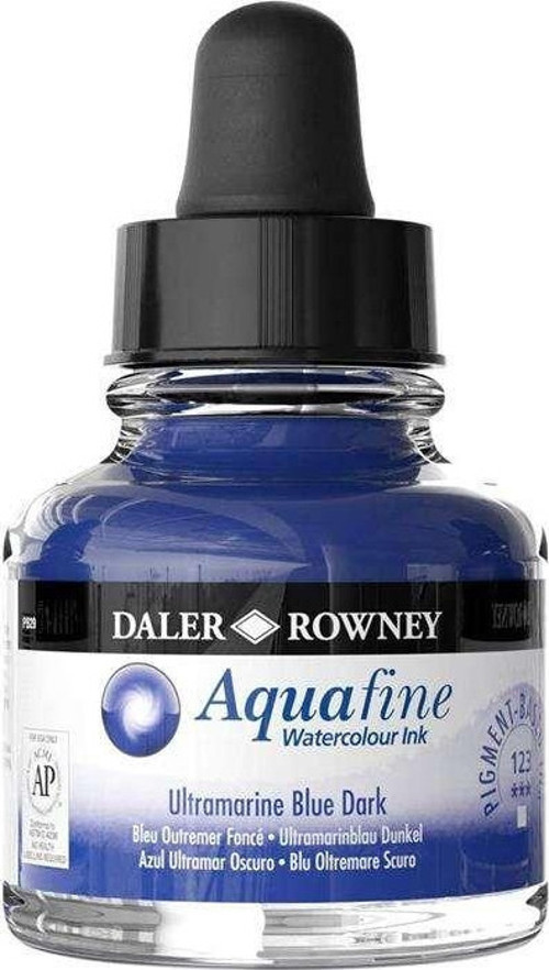 Aquafine Ink 29.5 ml Sulu Boya Mürekkebi Ultramarine Blue Dark 123