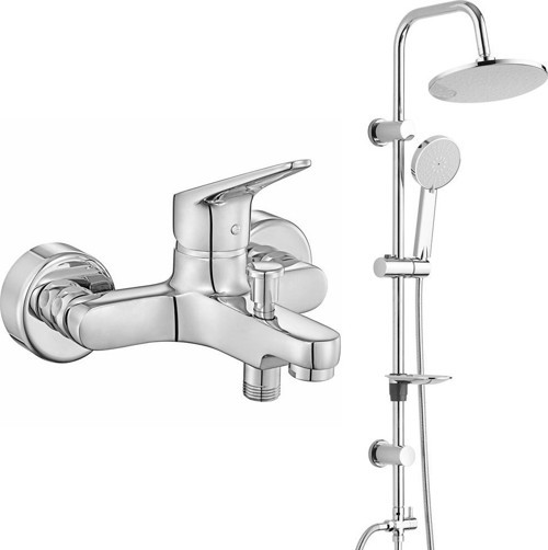 ECA Spylos Banyo Bataryası+T-MAY Banyo Lidya Oval Tepe Duş Takımı Seti Paslanmaz Krom