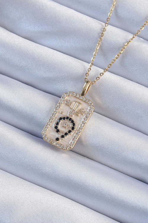 Altın Renk Zirkon Taşlı Minimal Papatya Figürlü Tarot Kolye - EBJ240920W28207