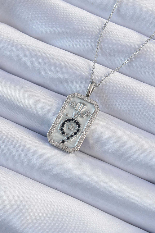 Gümüş Renk Zirkon Taşlı Minimal Papatya Figürlü Tarot Kolye - EBJ240920W28208