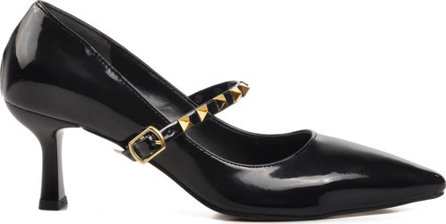 458297 Siyah Rugan İnce Topuklu Kadın Abiye Ayakkabı
