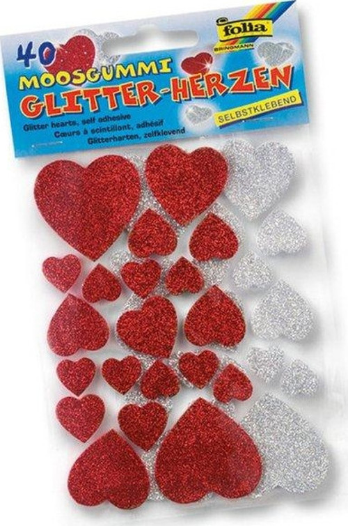 Eva Sticker Glitter 40 Adet Kalp