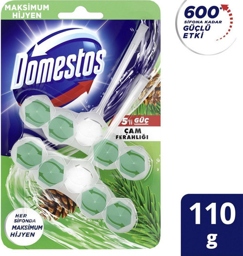 Wc Blok 5'Li Güç Çam Ferahlığı 600 Sifona Kadar Güçlü Temizlik 110 Gr İkili Paket