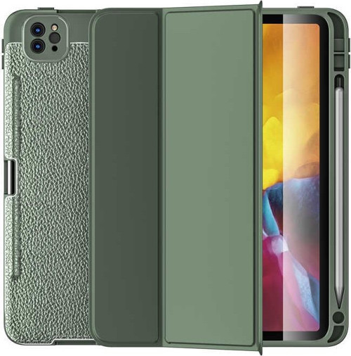 Apple iPad Pro 11 (2020) 2. Nesil Yatay Standlı Kalemlikli Uyku Modlu Leather Smart Kılıf A2759 A2761 A2435 A2762