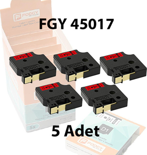 Dymo D1 Muadili Etiket Plastik Kırmızı - 12 Mm X 7 Mt - 45017 - Eko Paket 5 Li