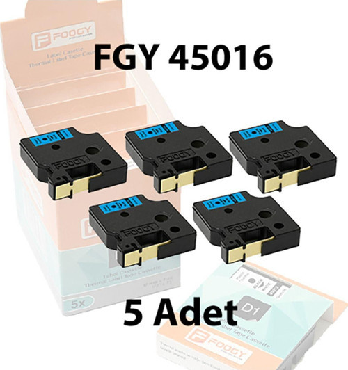 Dymo D1 Muadili Etiket Plastik Mavi - 12 Mm X 7 Mt - 45016 - Eko Paket 5 Li