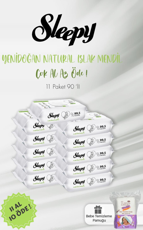 Natural Yenidoğan Islak Mendili 90 Adet ve Bebek Pamuğu